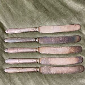 Yourex Associated Silver Co. Panama Dinner knives set of 5 Vintage OSK